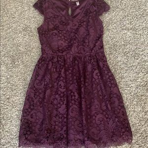 Purple lace cocktail dress